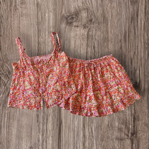 #67 NWT Free People Ellia Printed Set in Spring Blossom Combo - Picture 6 of 7